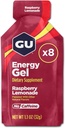 GU Energy Original Sports Nutrition Energy Gel, 8-Count, Vegan, Gluten-Free, Kosher, and Dairy-Free On-The-Go Energy for Any Workout, Raspberry Lemonade