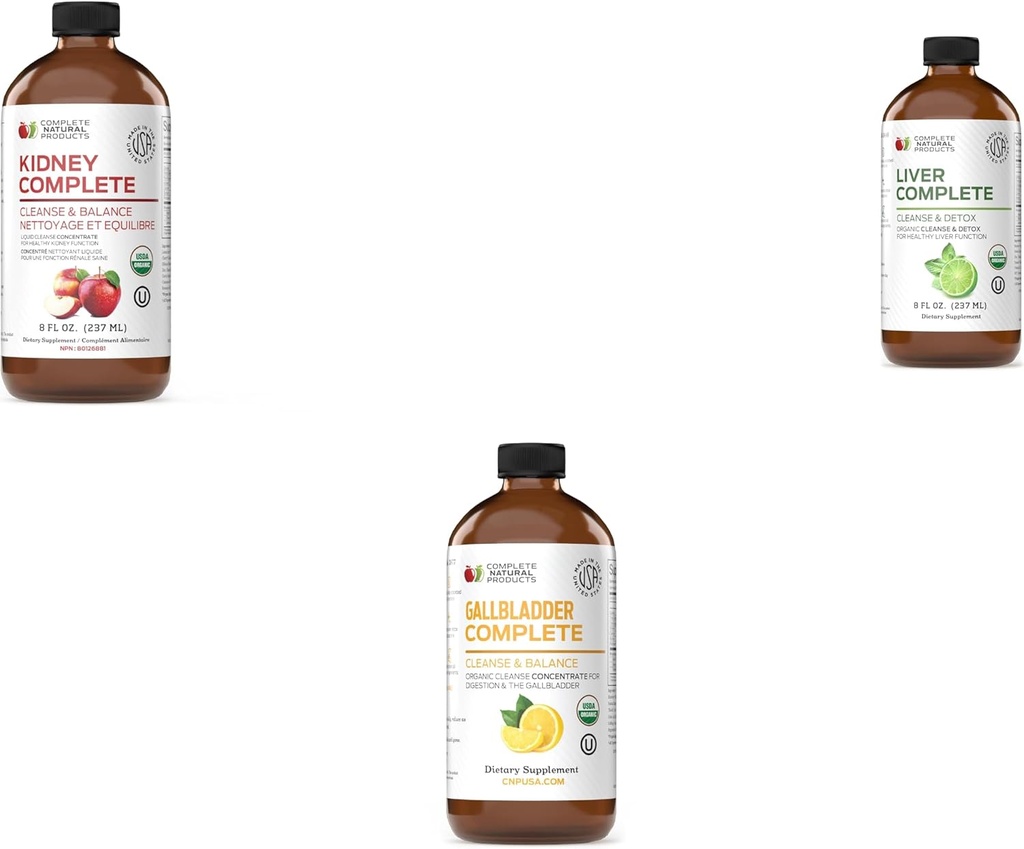 Complete Natural Products Kidney Complete 8oz, Liver Complete 8oz & Gallbladder Complete 8oz Bundle