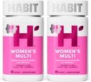 Habit Womens Multi Supplement 2 Pack (120 kapsler) - Nyt udseende, Understøtter General Health & Wellness, 23 essentielle vitaminer og mineraler, Frugtekstrakter, Folate, Jern, B12, Biotin, Non- GMO