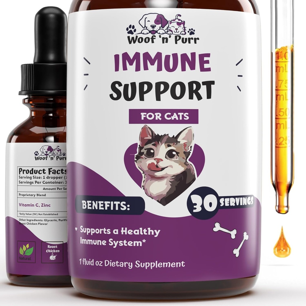 Immunstøtte til katte - Hjælper med at støtte et sundt immunsystem - Kat immunbooster - Kat immunsupport - Kat immunsupplement - immunsupport - Kat immunsupport - Kat immunsupport - 1 fl oz