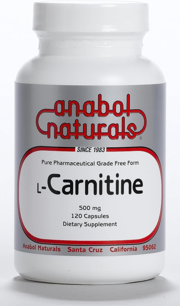 Anabol Naturals L- Carnitin 120 Capsules - 500 mg Pure L- Carnitin Per Capsule, 120 Servere