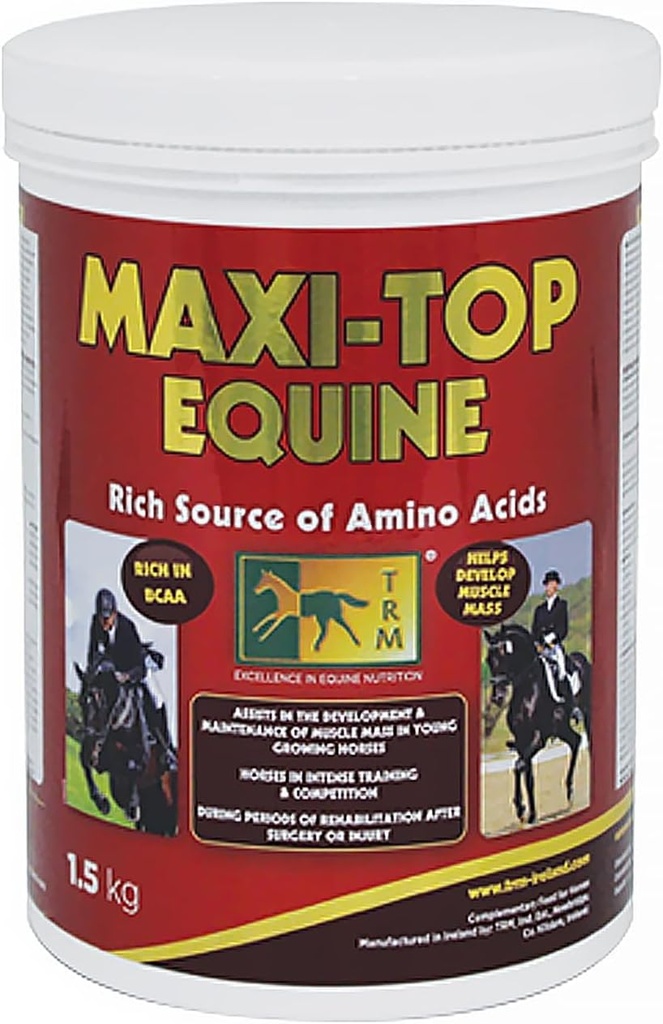 TRM Maxi- Top Horse Feed Protein and Vitamin E Supplemented 124; Aminosyrer og antioxidanter til equin muskelvækst og udvikling - 3,3 lb (1,5 Kg) - 3,3 lb