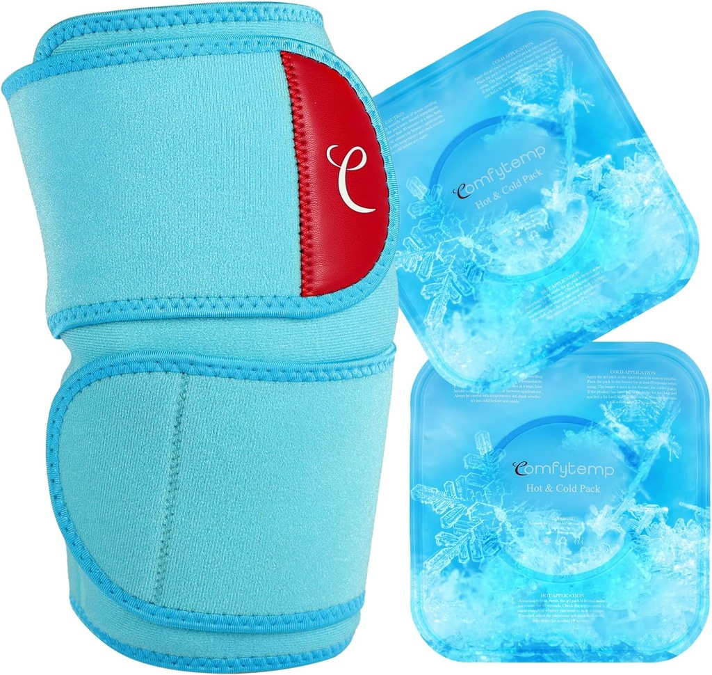 Comfytemp Stor Knee Ice Pack Wrap med 2 Gel Soft Cold Pack, Genbrugelig Kompression Knee Brace for Meniscus Tear, fælles smertelindring, Gigt, ACL, Efter kirurgi få brøndgaver, Mænd Kvinder kører Gear