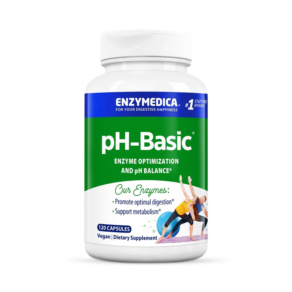 Enzymedica, pH- Basic, Inkluderer fordøjelsesenzymer, næringsstoffer & urter, understøtter sund fordøjelse & pH balance, 120 Tæl