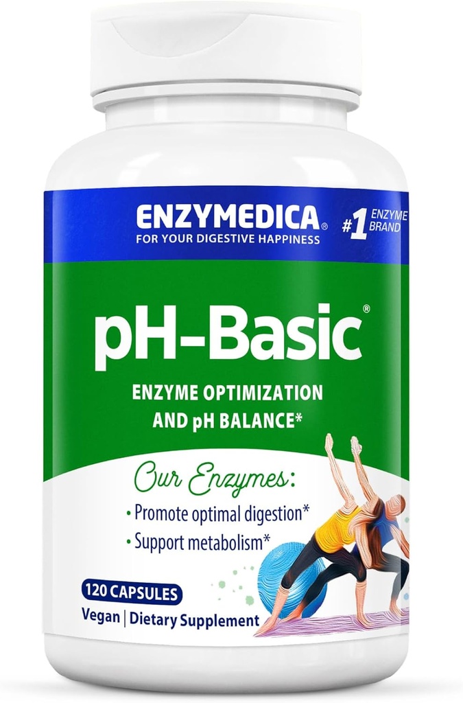 Enzymedica, pH- Basic, Inkluderer fordøjelsesenzymer, næringsstoffer & urter, understøtter sund fordøjelse & pH balance, 120 Tæl