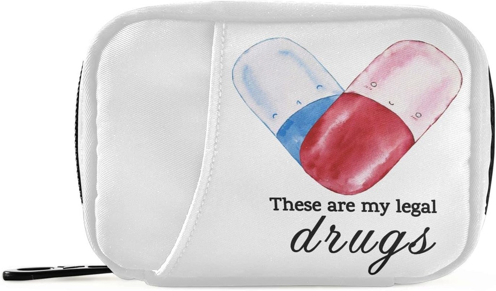 Pill Organizer Min juridiske narkotika Pill Box 7 Dag Pill Case Travel Pill Organizer Bag med lynlås Portable ugentlige sag Kompakt størrelse for Vitamin Supplement Holder