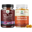 Nature Craft Bundle af Vegan Uric Acid Cleanse og Detox til mænd og kvinders Joints Nyrer og mere og gurkemeje gummier for voksne Peach Flavor - Ekstra styrke fælles støtte gummier