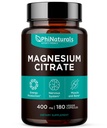 Magnesium Citrate Powder Kapsler 400mg - 180 Count Veg Caps - PhiNaturals Kosttilskud - Nervesystemet Support og Enzyme funktion