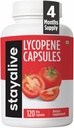 STAY ALIVE Lycopene Supplement for Men 60mg, Natural Tomato Extract Powder, 120 Capsules with 4 Months Supply, 100% Veg Lycopene Complex, Non-GMO and Gluten Free Carotenoid Supplement