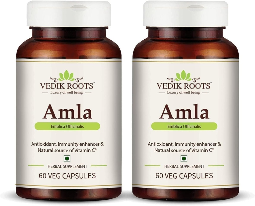Generisk RISE Amla Kapsler 60 _ Organic Antioxidant Immunity Enhancer Natural Source of Vitamin C and Hair Growth Herbal Supplements (Pack of 2)