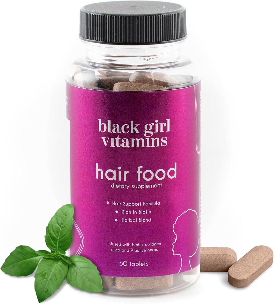 Sort pige vitaminer - hår mad biotin supplement med kollagen til hårvækst støtte, Vegan, Gluten- fri, 60ct