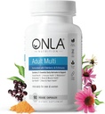 ONLA Elderberry Kosttilskud til kvinder 80mg - Vegansk Multivitaminer til immunforsvar med Echinacea & Elderberry - Non- GMO, Gluten- Free Daily Capsules - 3 Måned Supply (Udløbsdato maj 2025)