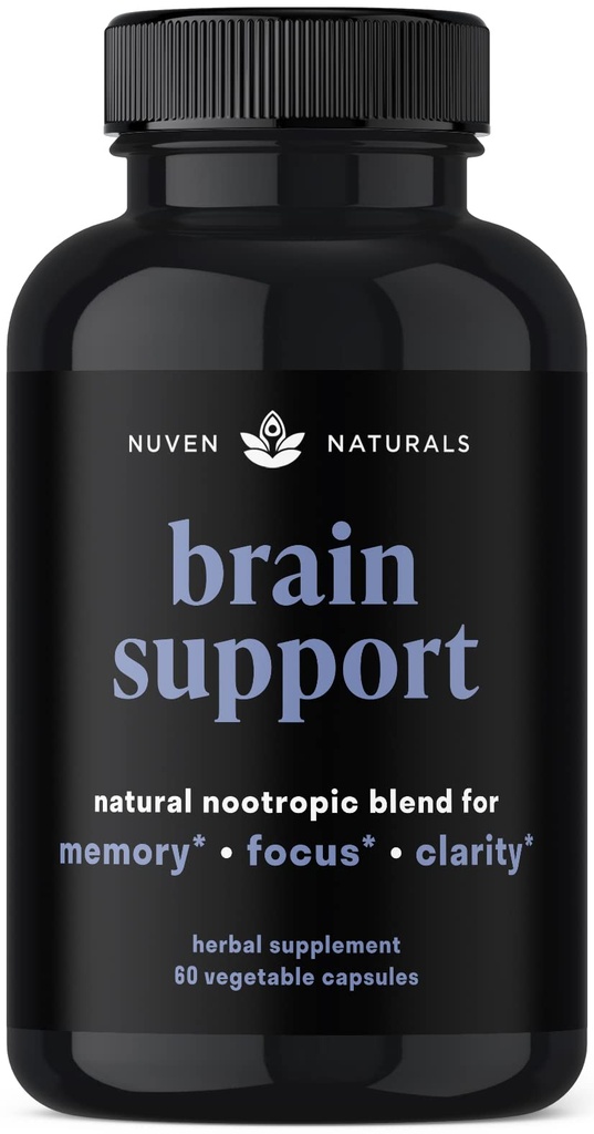 Brain Support Supplement - Natural Memory and Focus Supplement med Lion 's Mane, Ginkgo Biloba, Bacopa Monnieri & Ashwagandha Root - Natural Nootropics & Brain Booster