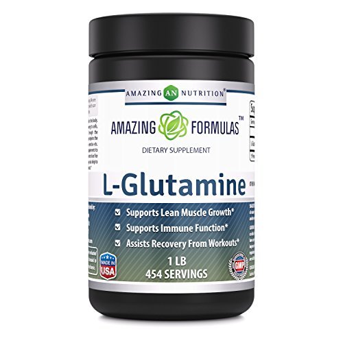 Amazing Formulas L- Glutamin Powder Amino Acid Supplement- 124; 1 Gram pr Servering Budd124; 454 Servering (Unflavored Budd124; 1 LB)