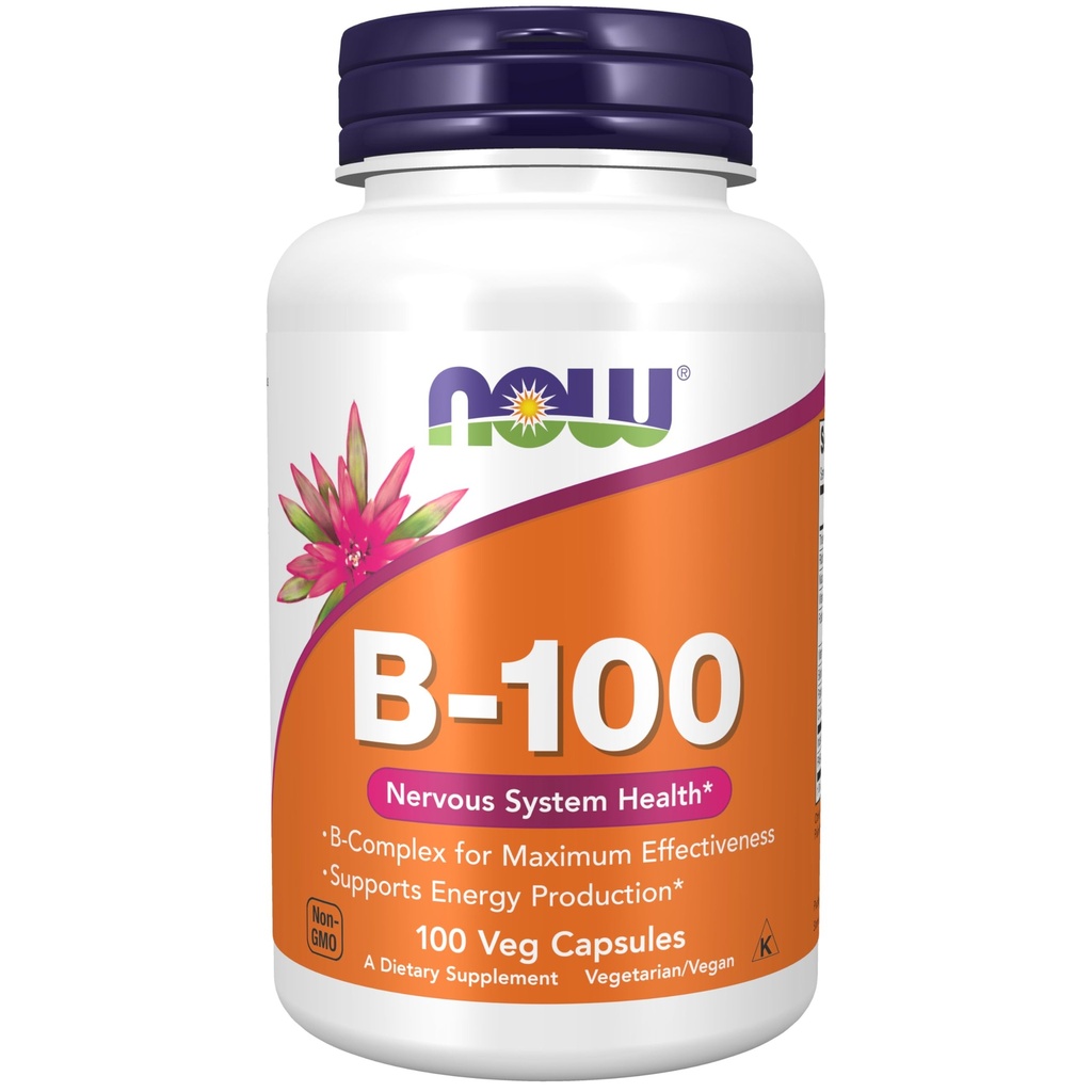 Now Foods Supplements, Vitamin B- 100, Energiproduktion *, Nervesystemet Sundhed *, 100 Veg kapsler