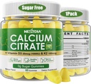 Calcium Citrate Gummies 1200mg med vitamin D3 K2, Chewable Calciumtilskud til kvinder & mænd, High Potency Support B0ne, Te * th, Strength & immun Health, Mango Flavor, Non- GMO, Sugar Free, 60 Cts