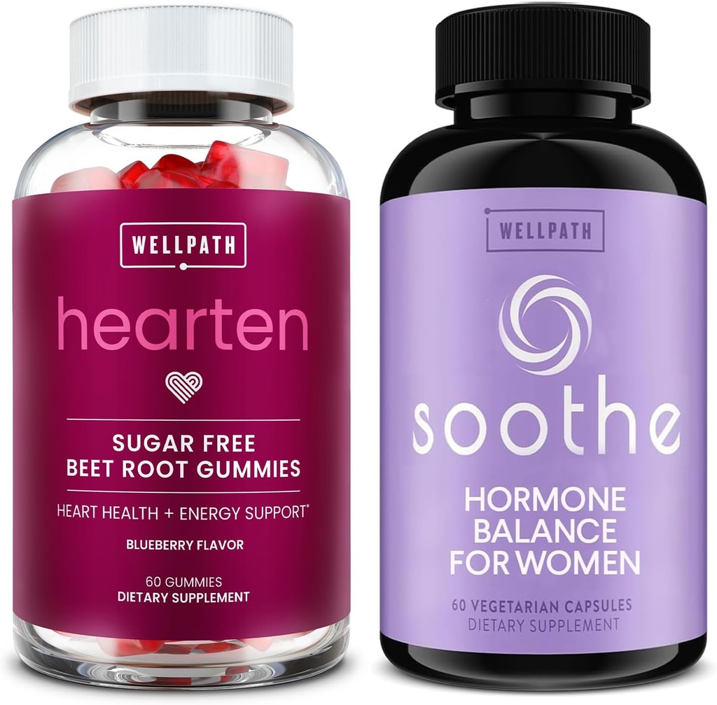 WellPath Beet Root Gummies (Sugar Free) 1500 mg - Blueberry Flavor til blodtryksstøtte og Soothe Hormone Balance for Women + Cortisol Manager, 60 Ct