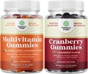 Bunde af potent daglige multivitamin gummier for voksne og naturlige tranebær gummier for kvinder og mænd - Wellness Blend af vitamin D A C E B12 Zink og biotin - ekstra styrke lækker antioxidant