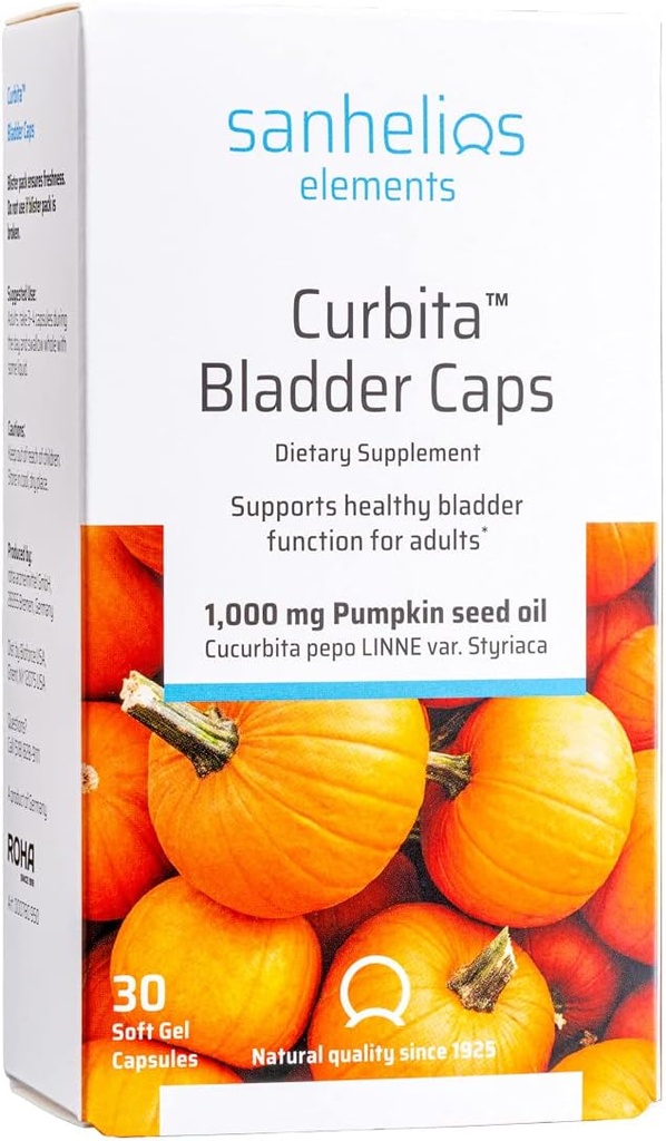 Sanhelios Curbita Bstigen Caps Pumpkin Seed Oil 1.000mg - Sund Brege Funktion Support for Mænd & Kvinder - Non-GMO, Sugar- Free, Preservative- Free, Gluten- Free - 30 Softgel kapsler