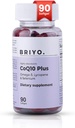 Briyo CoQ10 100mg tillæg med Omega 3 EPA DHA, Lycopene og Selenium - for Heart Health, Energy Support, Antioxidant Protection, Sund Aging - Når daglige Softgels, 90 Greve