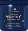 Life Extension Effervescent C-vitamin Magnesiumkrystaller, umiddelbar lindring fra lejlighedsvis obstipation, Glutenfri, Non- GMO, Vegetar, Net Wt. 180 Grams