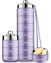Mossime Metal Travel Pill Organizer, Transportable 7 Dag Vitamin Organizer Stackable, Vandtæt 1 gange en dag Pill Box, Stor Pill Container, Daglig Medicin Organizer til Vitamin, Fiskeolie, tillæg