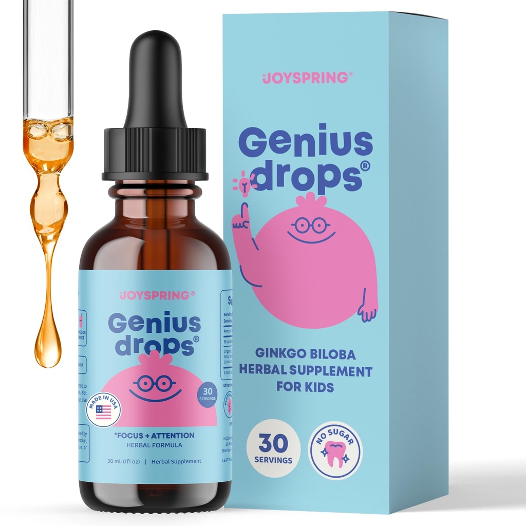 JoySpring Genius Drops for Kids against 124; Klinisk Proven Focus Supplement
