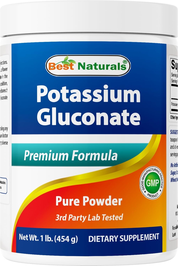 Bedste Naturals Kalium Gluconate 1lb Powder (1 LB (pakning med 1))