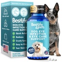Hundeøjne Infektion & Eye Care Support Support, Natural Relief from Conjunctivitis, Hævelse, Tårnspærer, tørre øjne og udledning, Let at bruge, Ingen mere Struggle med kanindråber, 400 små piller