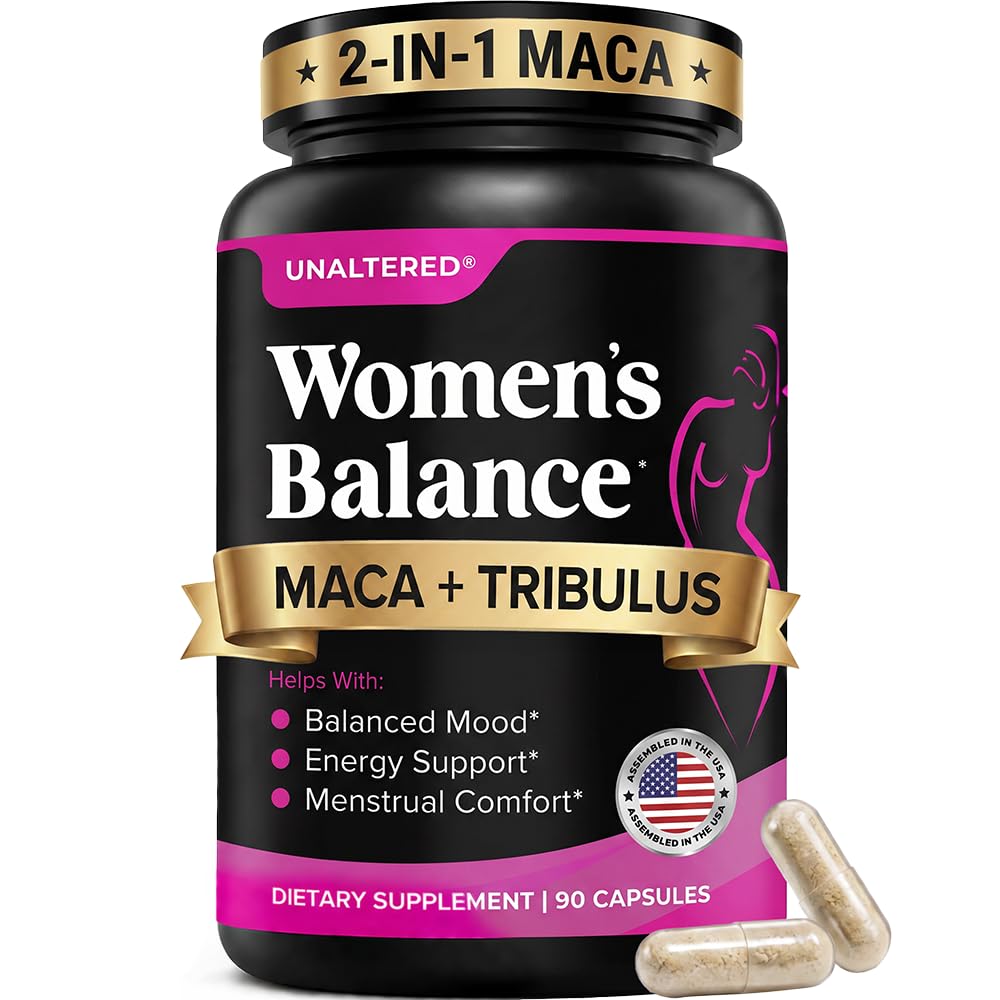 UNALTERED Hormone Balance & Mood Support for Women - Understøtter naturligvis Hormonal Balance & Energy med Tribulus Terrestris & Red Maca Root Extract - Kosttilskud - 90 Veganske kapsler