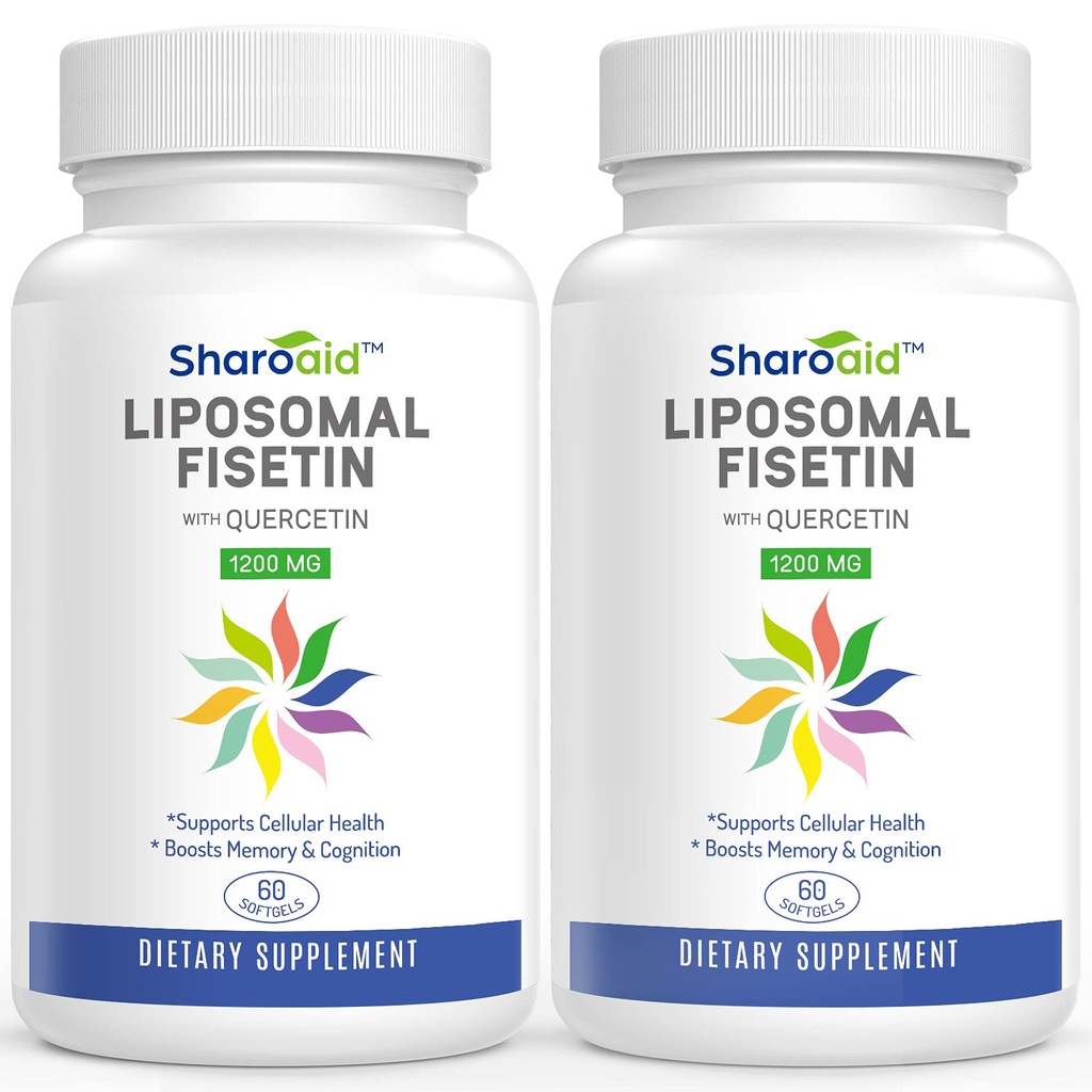 Liposomal Fisetin med Quercetin Kosttilskud 1200 mg per servering, Høj Absorption Polyphenoler Antioxidanter til kvinder, Mænd, Non- GMO, Glutenfri, 2 Bottle- 120 Softgels