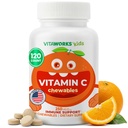 Kids C-vitamin tyggetabletter 250 mg - Vegan, GMO- Free, Gluten Free, Nut Free Vitaminer - Kosttilskud til immunforsvar - for børn - 120 tyggetabletter