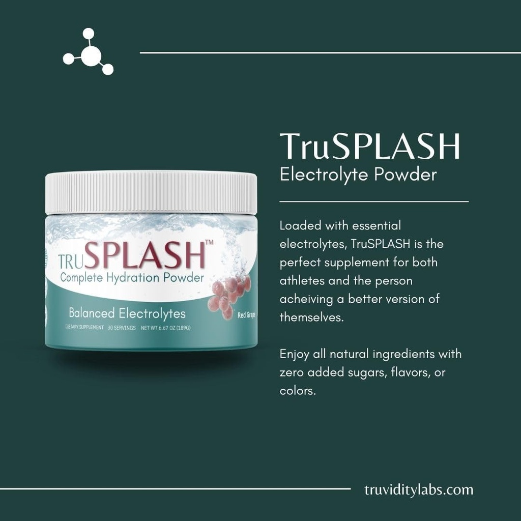 TruSPLASH Complete Hydration Electrolyte Powder (Natural Berry) - 30 Servings