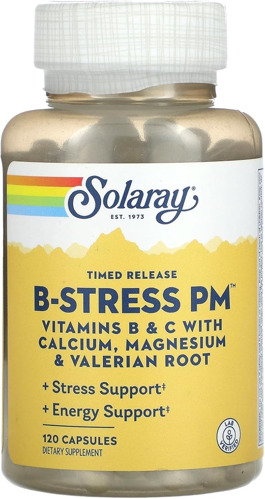 Solaray B- stress PM supplement, 120 Tæl