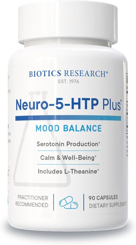 Biotics Research Neuro 5 HTP Plus Neurological Support, Calm Brain Activity, Healthy Sleep Patterns, Overall Sense of Well-Being, Promotes Relaxation, Serotonin Precursor, L Theanine, 90 Capsules