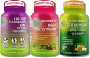 Kvinder Multivitamin, Calcium & Liposomal Glutathion Trio - Plantbaseret Calcium, Magnesium, Zink, D3, K2 & Turmerisk + Kvinder Daglige Multivitamin med Iron + Liposomal Glutathion 500 mg