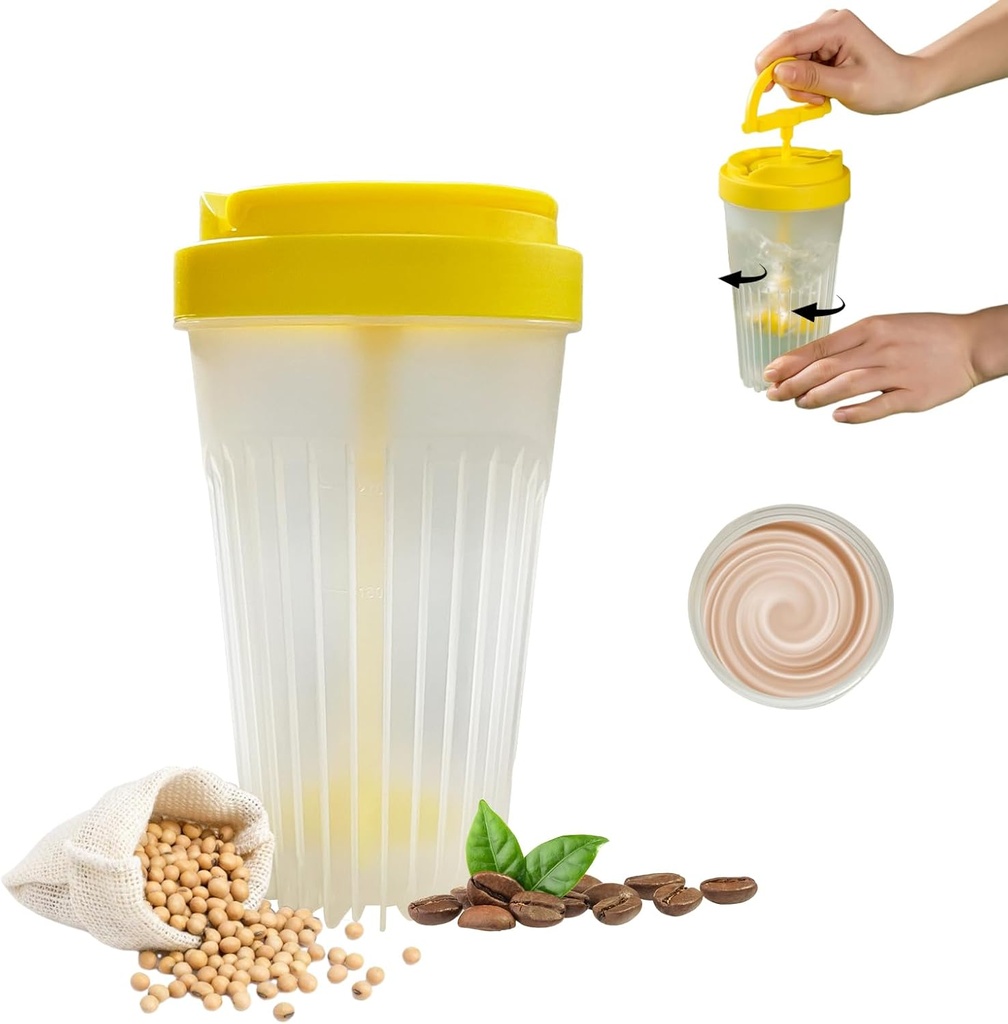 MIUPOO Stirring Flaske, Holdbar Rør Cup til Stirring Driving, Lille Blender Shaker Flaske, Genanvendelig kaffe Cup Velegnet til at blande kaffe, Protein Shakes, Smoothies, Præøvelsestillæg og drikkevarer
