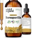 Wild & Organic Sarsaparilla Root Drops - Detox Cleanse Drops - Sarsaparilla pulver baseret tinktur - Vegan, Sukker & Alkohol- Free Liquid Supplement - 2 fl oz