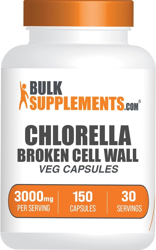 BulkSupplements.com Chlorella Kapsler - Broken Cell Wall, Chlorella Supplement - Superfood supplement, Vegan & Gluten Free, 5 Kapsler per servering, 150 Count (pakke med 1)