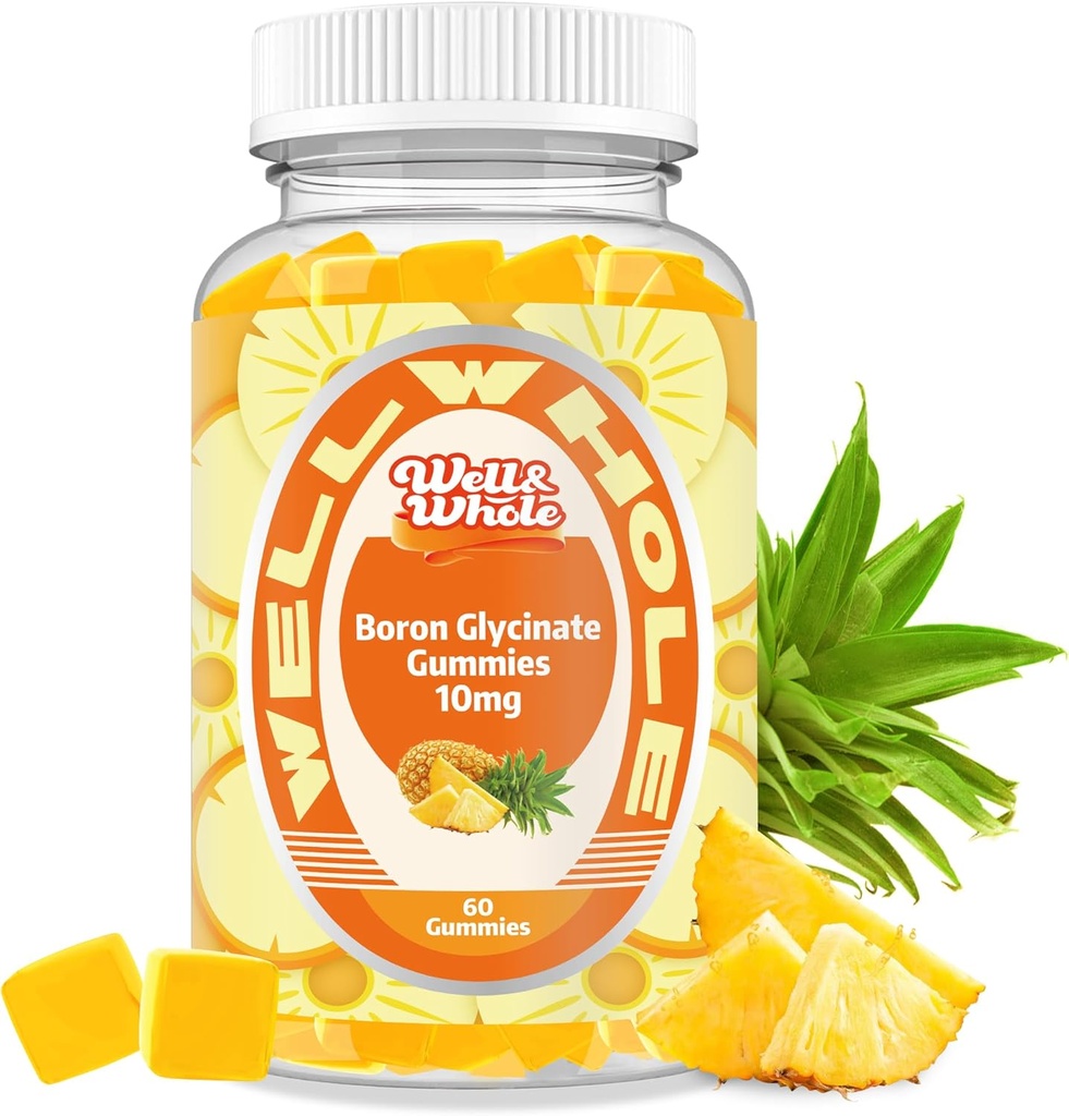 Boron Glycinate Gummies 10mg, CoQ10 100mg, Hjælp Absorption af calcium og Magnesium, Interaktioner med D-vitamin, 60 Counts