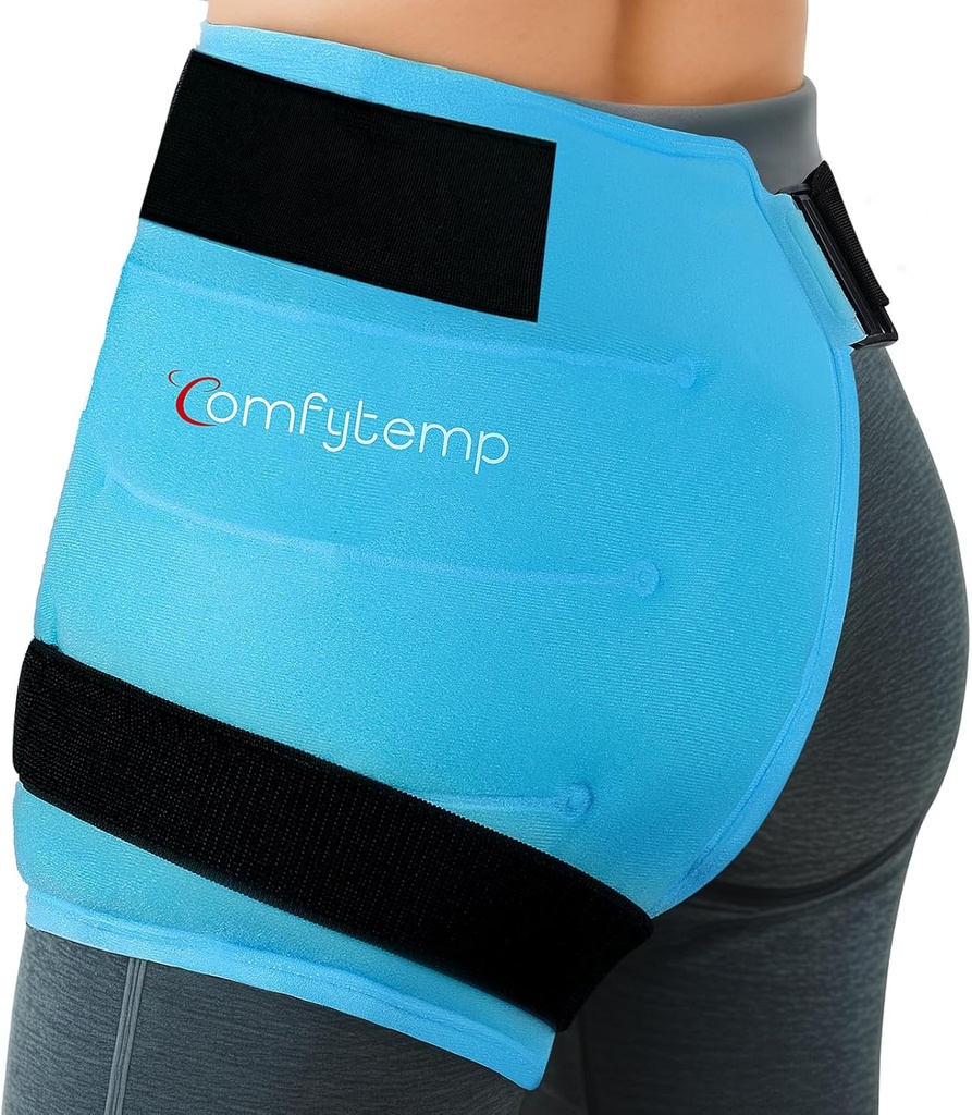 Comfytemp Hip Ice Pack Wrap til Sciatica, Hip Erstatning Kit, FSA Støtteberettiget, Genanvendelig Gel Ice Pack til skader, Smerte Relief, Cold Compress Kirurgi Genopretning Genopretning poster Fysisk terapi for mænd Kvinder (S / M)