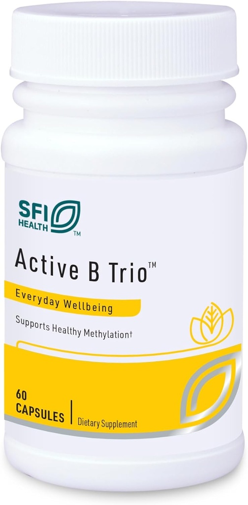 Klaire Labs SFI Health Active B Trio - Metyleret vitamin B Complex med B6, B12 & Folate - Bioaktive vitaminer til forbedret absorption - fremme sund energi & kognition (60 kapsler)