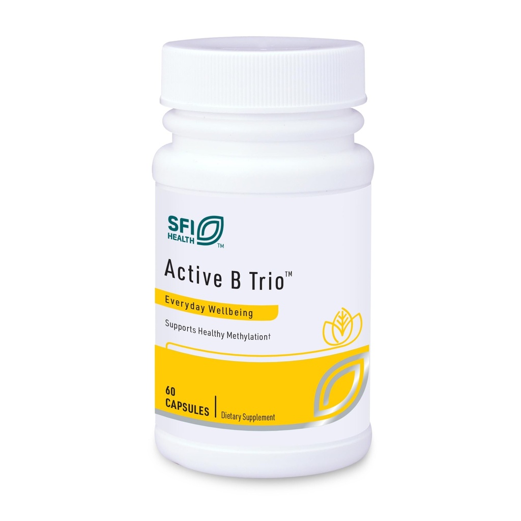 Klaire Labs SFI Health Active B Trio - Metyleret vitamin B Complex med B6, B12 & Folate - Bioaktive vitaminer til forbedret absorption - fremme sund energi & kognition (60 kapsler)