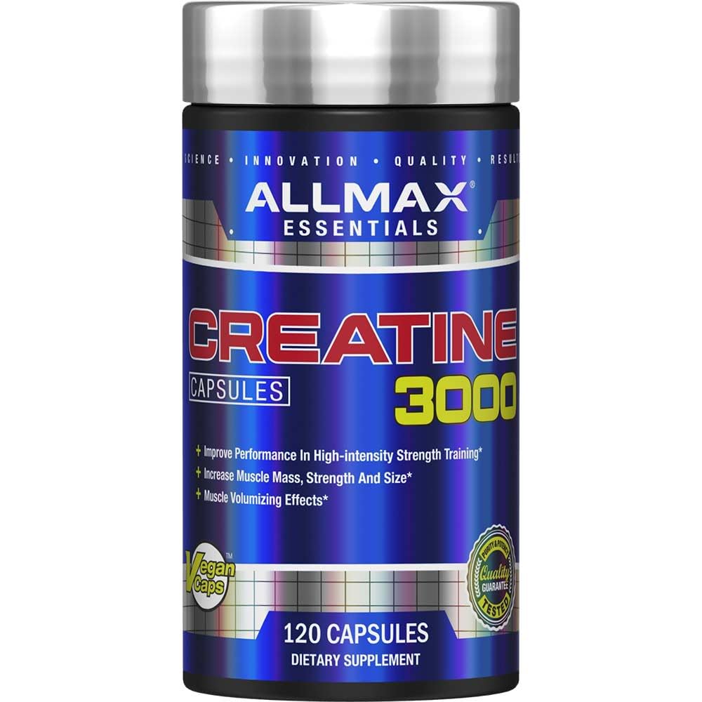 ALLMAX Nutrition - Creatin monohydrat, Mikroniseret Creatin pulver til styrke og muskel Inddrivelse, Gluten Free & Fast Absorbing, 120 kapsler