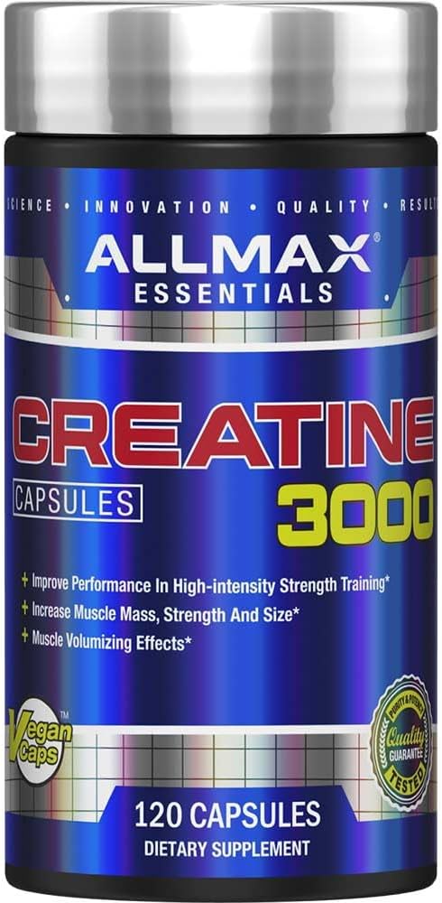 ALLMAX Nutrition - Creatine Monohydrate, Micronized Creatine Powder for Strength and Muscle Recovery, Gluten Free & Fast Absorbing, 120 Capsules