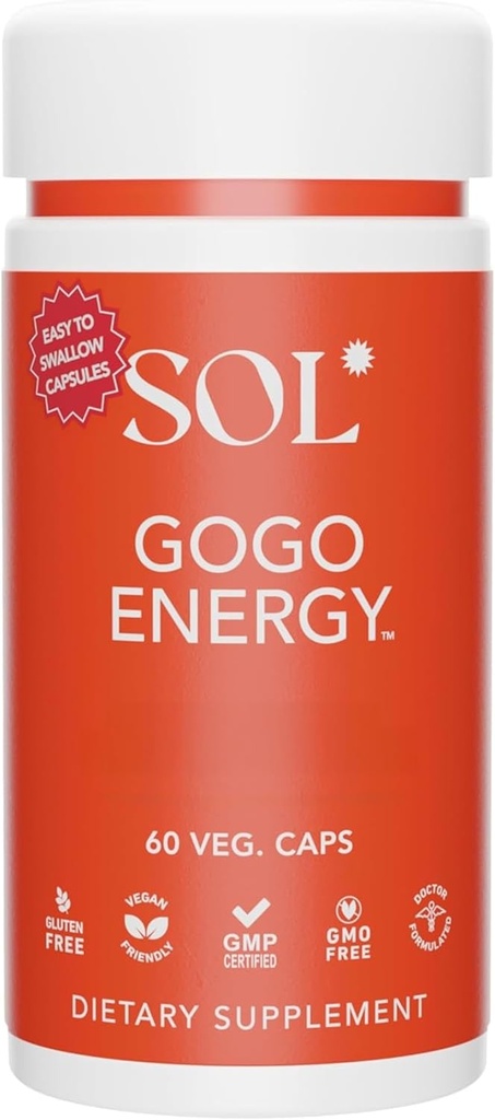 GoGo Energy Supplement: Natural Energy Boost, Cortisol forordning, Focus Support, Herbal Alternativ til mænd og kvinder