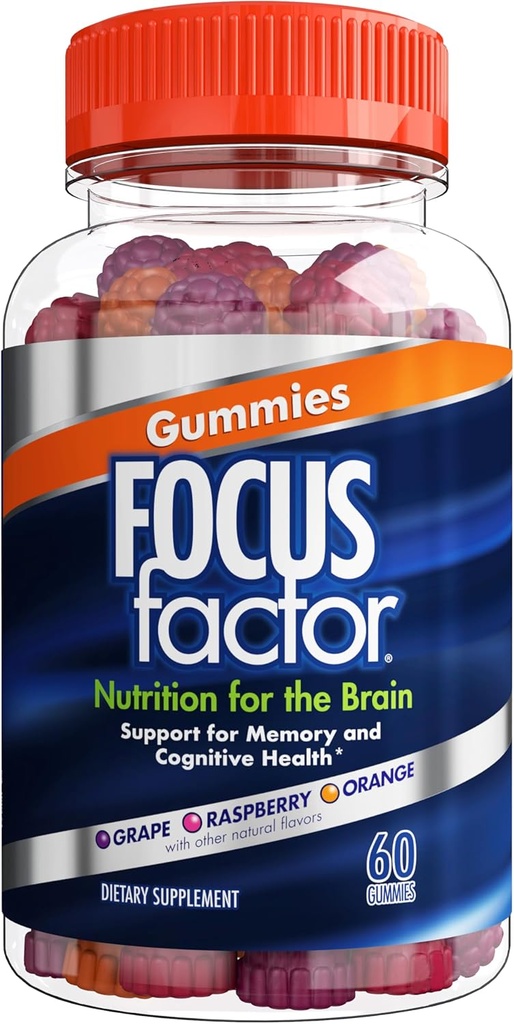 Focus Factor Nootrop Gummies, Memory Supplement for Brain, Phosphatidylserin, Bacopa, Huperzine A, 60 Greve