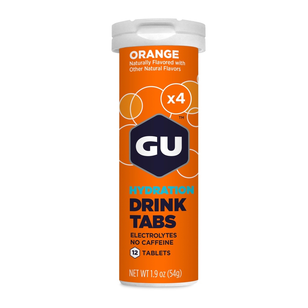 GU Energy Hydration Electrolyte Drink Tablets, Forbedret Endurance Sport Drikke til løb, Cykling, Triathlon, 4-greve (48 Servere), Orange