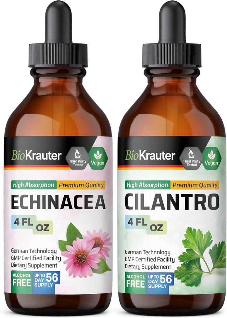 BIO KRAUTER Echinacea Tincture 4 Fl. Oz. & Cilantro Tincture 4 Fl. Oz.