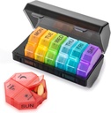 Ugentlig Pill Organizer 4 gange om dagen, Stor Pill Box 7 Dag Daglig Pill Case med 28 Ekstra store kompartmenter Bærbare rejse Pill Container Big Medicine Organizer til supplement Vitamin (Rainbow)